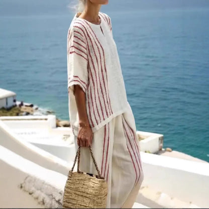 Alvya™ - Randigt Linne Set