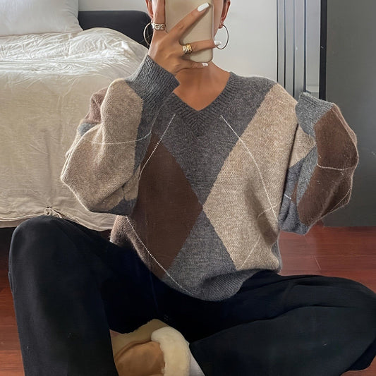 Diana™ - Diamantmönstrad Stickad Tröja