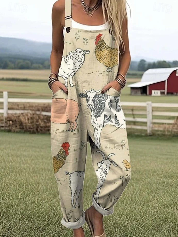 Amie™ - Fickor Mönster Ärmlös Jumpsuit