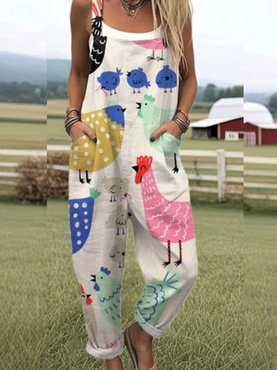 Amie™ - Fickor Mönster Ärmlös Jumpsuit