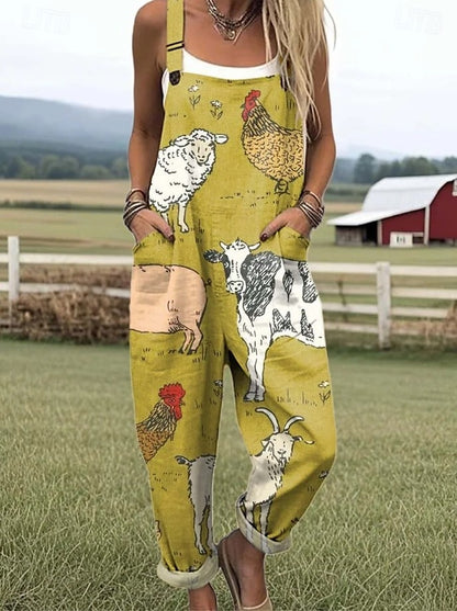 Amie™ - Fickor Mönster Ärmlös Jumpsuit