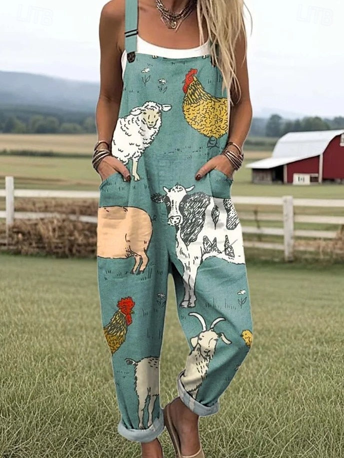 Amie™ - Fickor Mönster Ärmlös Jumpsuit